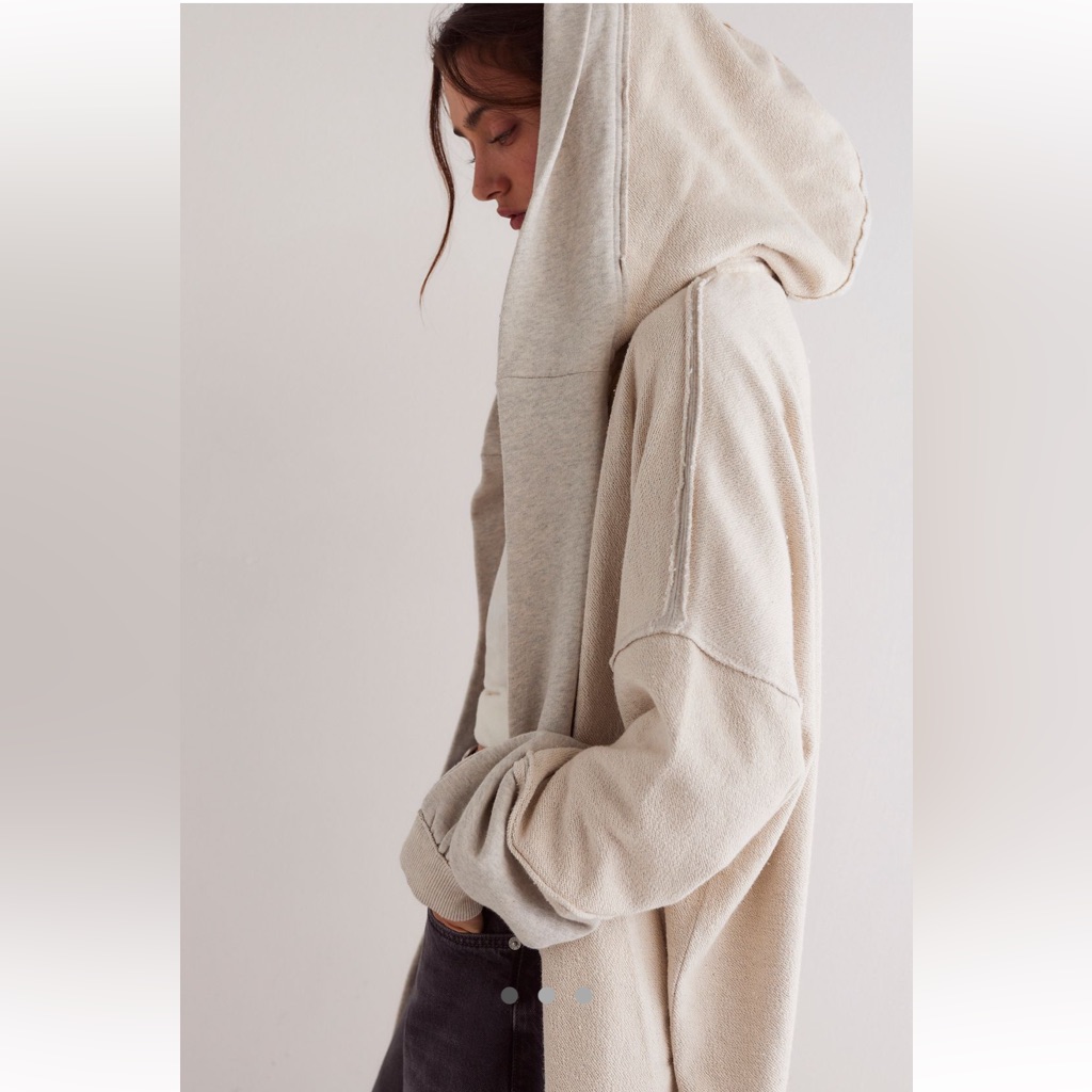 Free People Cozy Hooded Open Cardigan In Cream